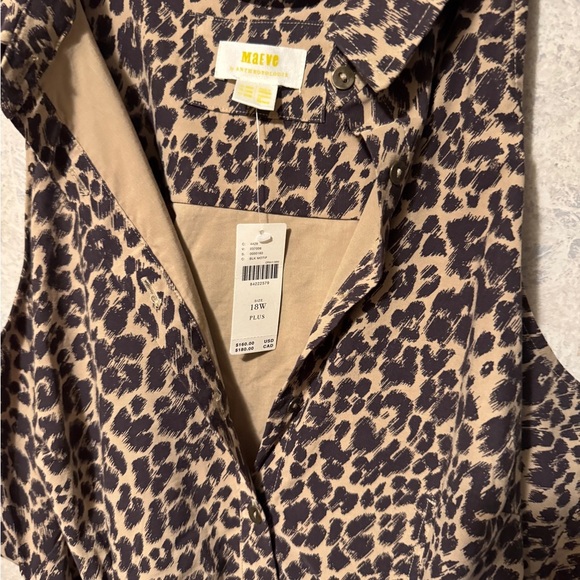 Anthropologie Maeve Belted Sleeveless Shirt Dress NWT in Leopard Print 18W - Picture 2 of 8